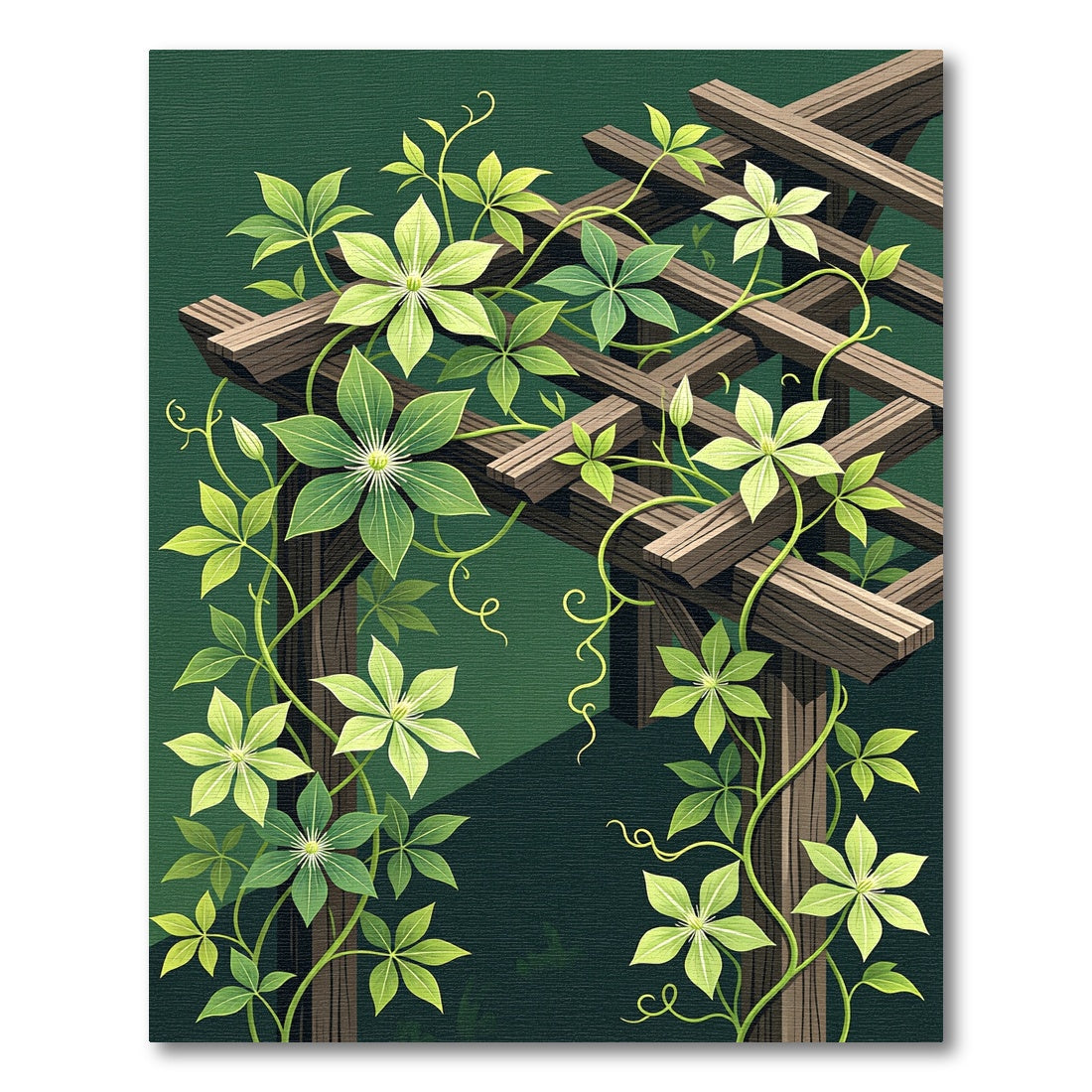 Lush Forest Green Climbing Clematis Rug