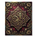 Ornate Radiant Crimson Golden Floral Medallion Rug