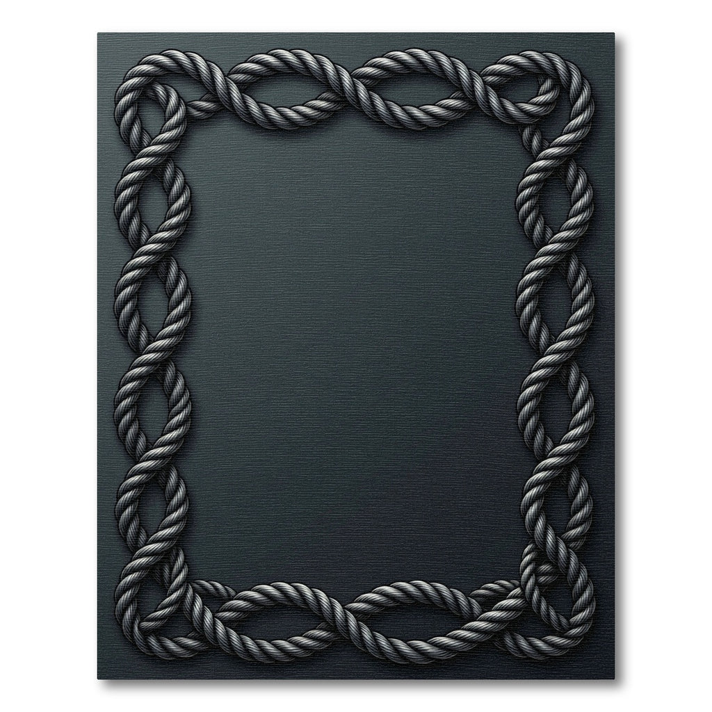 Dark Gray Braided Rope Border Rug