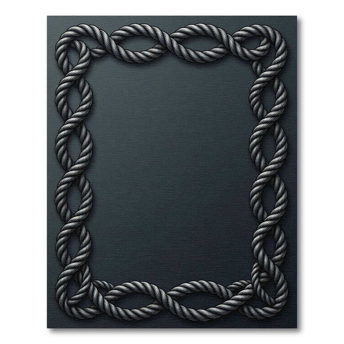 Dark Gray Braided Rope Border Rug