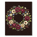 Deep Crimson Rose Floral Wreath Rug