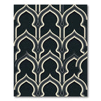 Arched Charcoal and Slate Geometric Overlay Rug