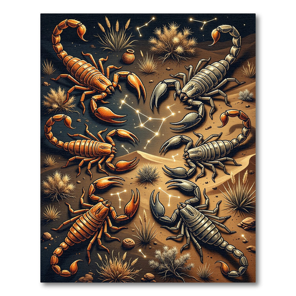 Celestial Golden and Silver Scorpion Duo Rug