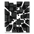 Monochromatic Abstract Geometric Cityscape Blocks Rug