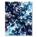 Fluid Navy Blue Abstract Swirl Rug