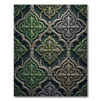 Ornate Emerald Damask Gothic Tile Rug