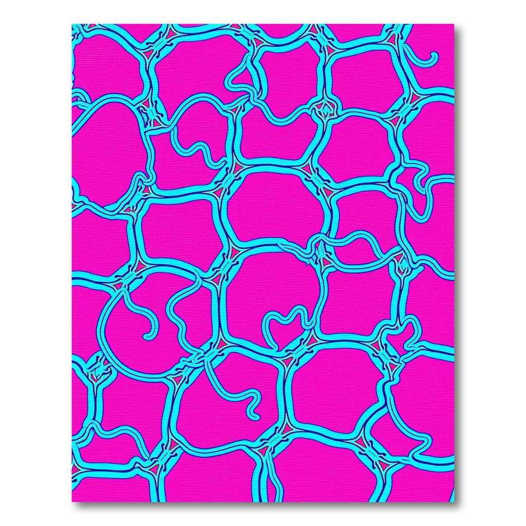 Vibrant Pink Interconnected Cells Rug