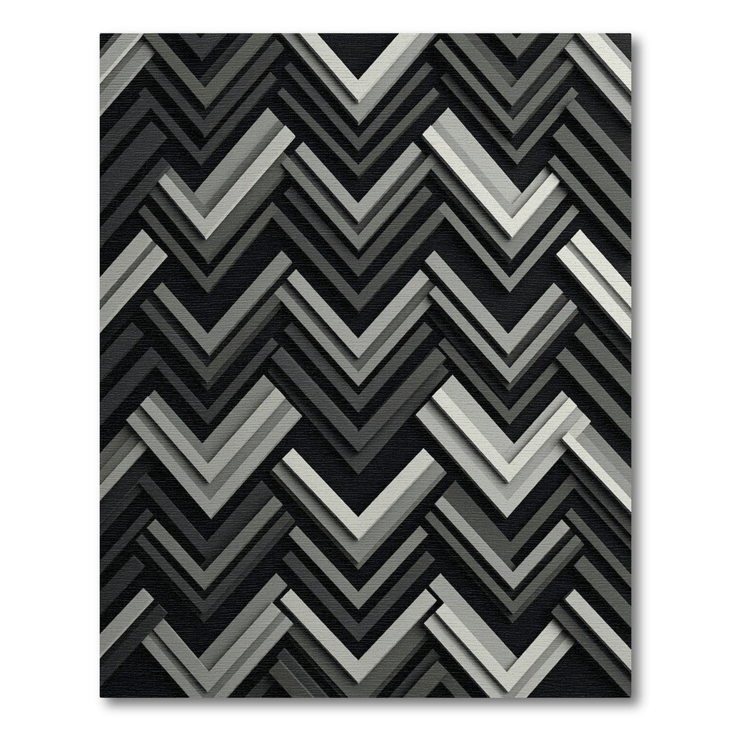Monochromatic Geometric Chevron Layered Rug