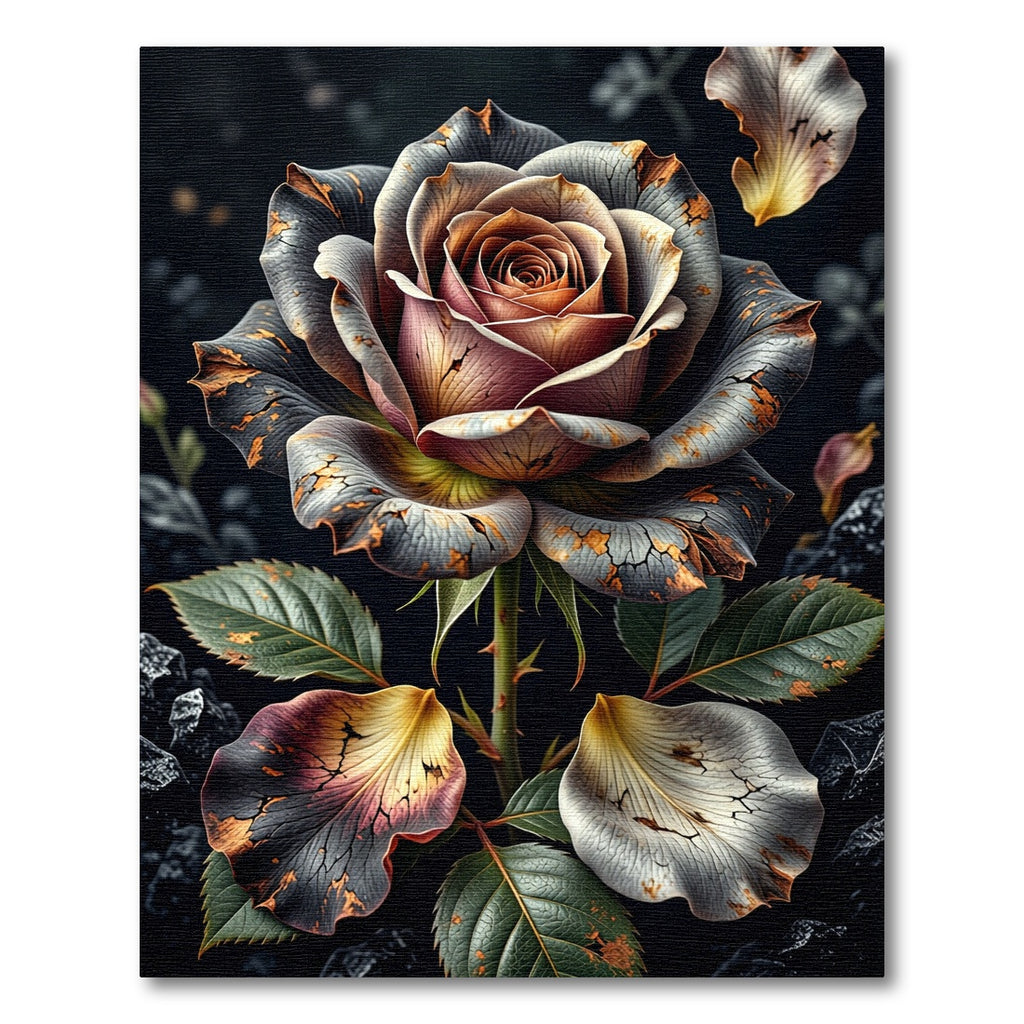 Gothic Rose Petal with Tarnished Gold Rug