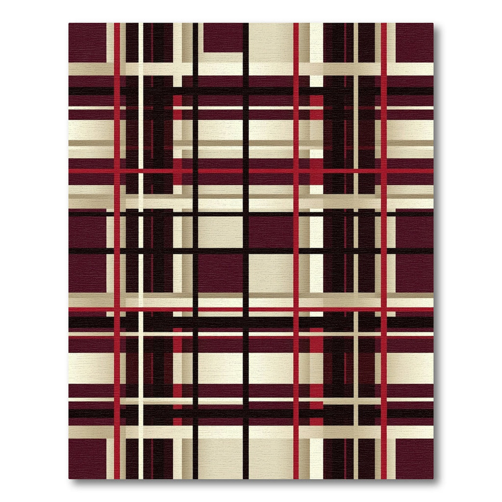 Deep Burgundy Plaid Geometric Lines Rug