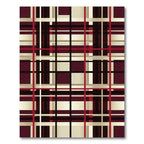 Deep Burgundy Plaid Geometric Lines Rug