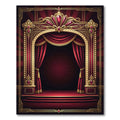 Grand Crimson Art Deco Stage Curtain Rug