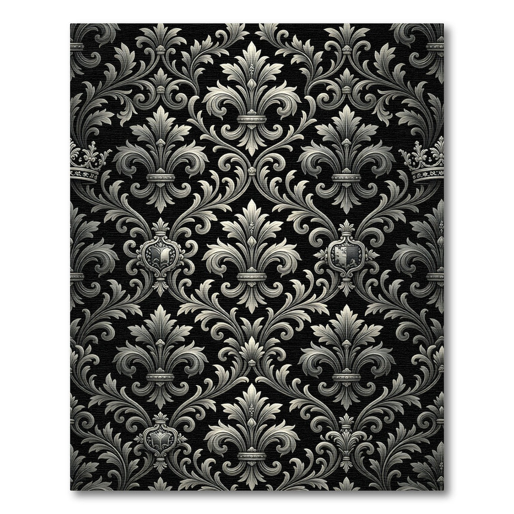 Ornate Silver Fleur-de-lis Crown Rug