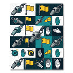 Graphic Whistle and Flag Sport Grid Rug
