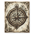 Vintage Bronze Compass Floral Map Rug