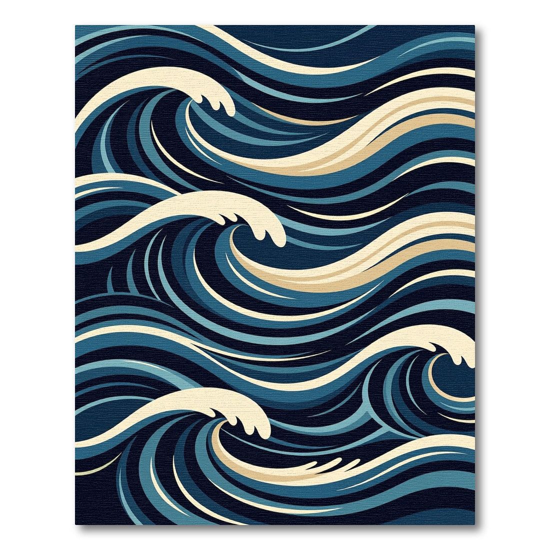 Naval Blue Swirling Water Curves Rug
