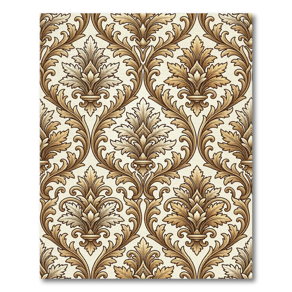 Golden Rococo Baroque Floral Damask Rug