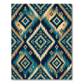 Teal Gold Diamond Jagged Edge Abstract Rug