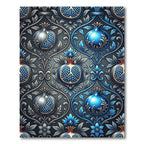 Blue Pomegranate Floral Damask Rug