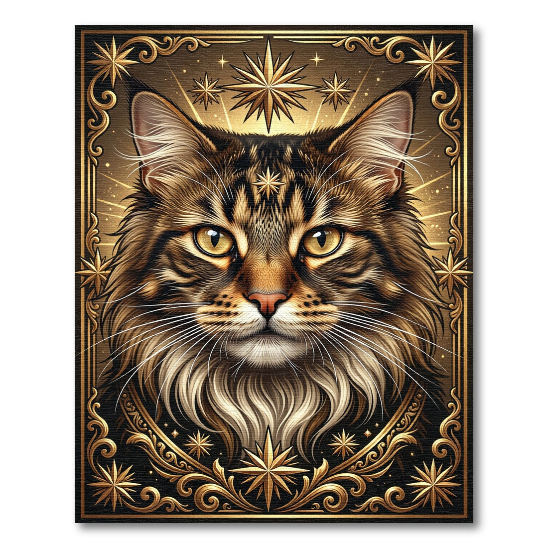 Majestic Golden Cat Regal Stars Rug