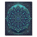 Radiant Teal Indigo Floral Mandala Rug