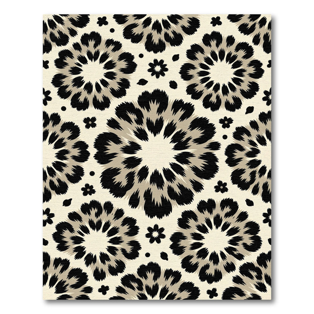 Bold Black Blossom Medallion Rug