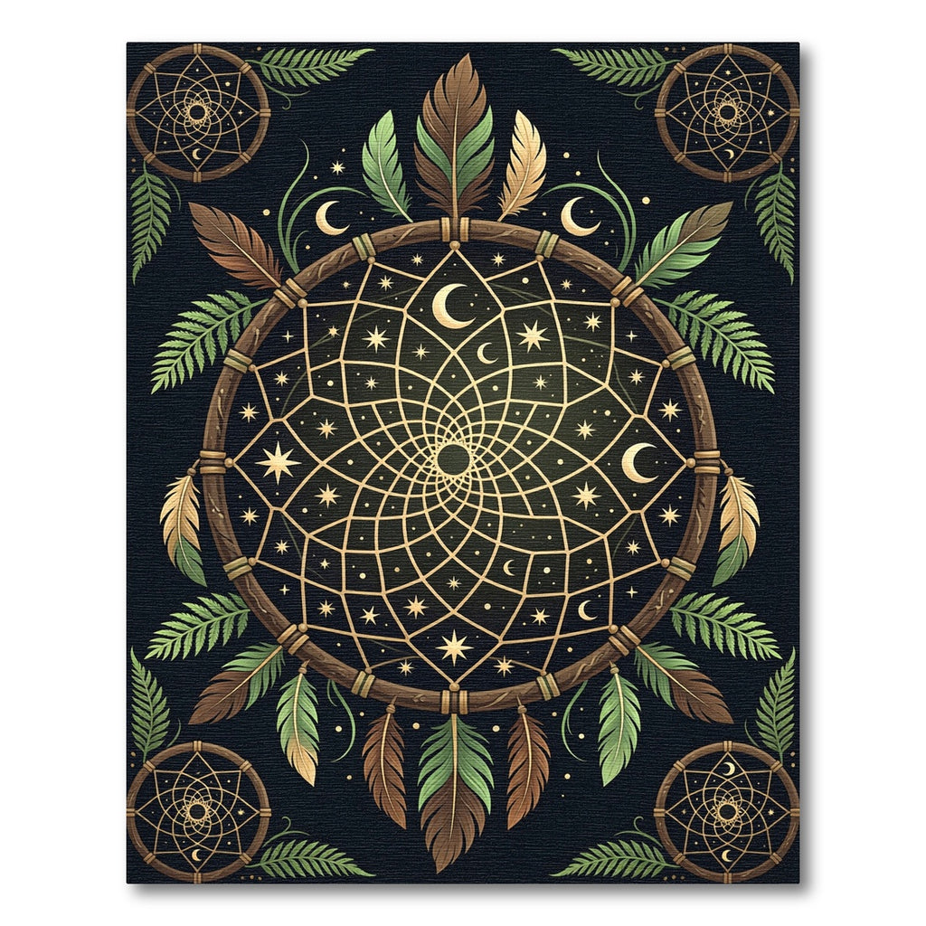 Celestial Dreamcatcher with Moon and Stars Rug