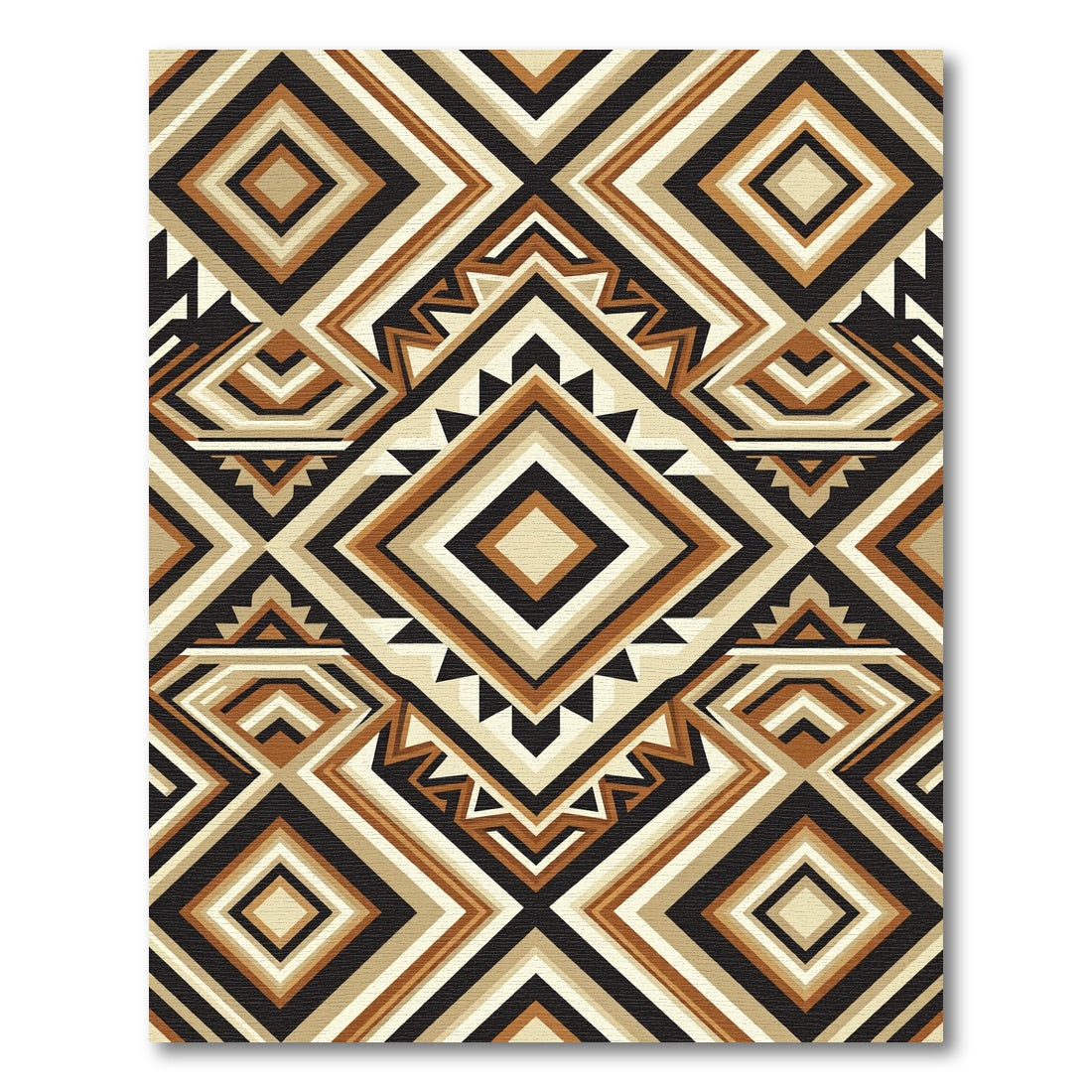 Earthy Geometric Diamond Tribal Art Rug