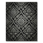 Classic Black White Floral Diamond Rug