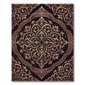 Gold Filigree Damask Dark Floral Medallion Rug
