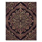 Gold Filigree Damask Dark Floral Medallion Rug