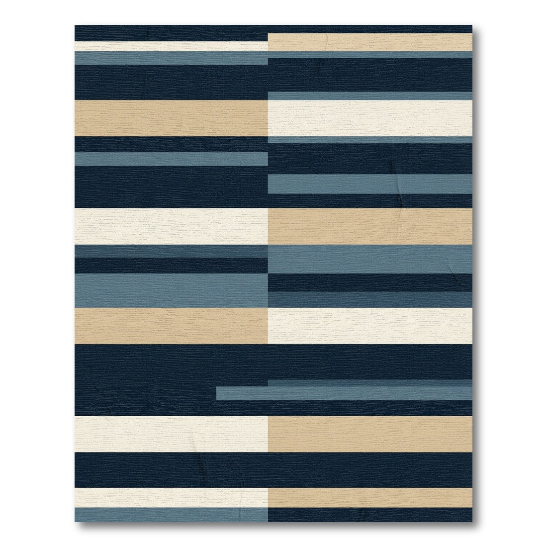 Navy Beige Striped Geometric Accent Rug