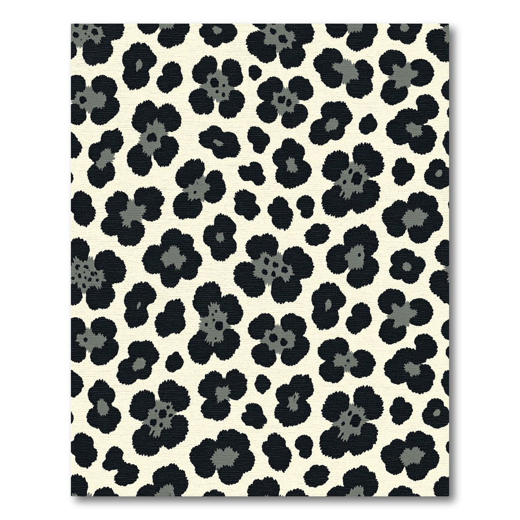 Black Gray Floral Animal Print Rug