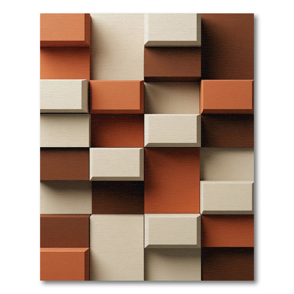 Terracotta Brown Cream Block Arrangement Rug