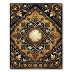 Ornate Golden Floral Filigree Medallion Rug