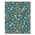 Elegant Teal Floral Scroll Damask Rug