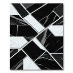 Modern Geometric Black White Shattered Rug