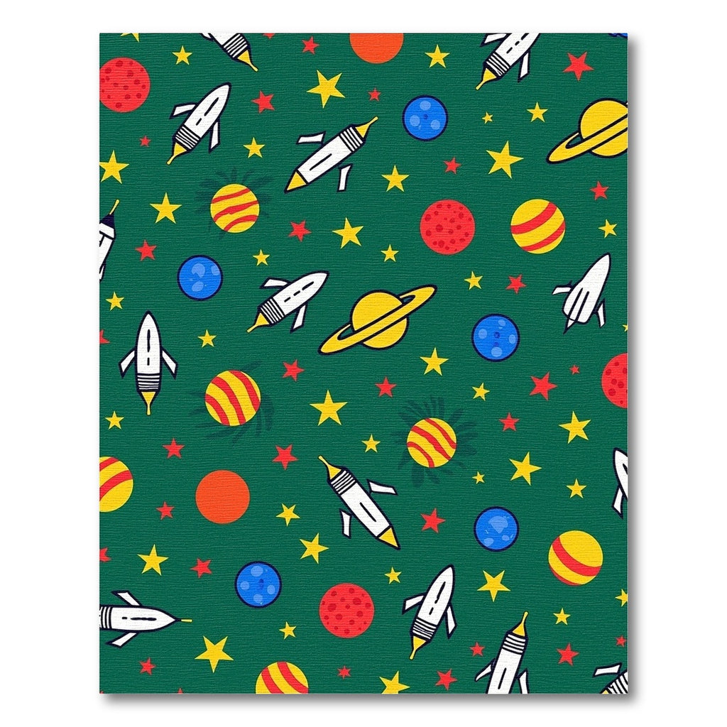 Whimsical Space Rocket And Stars Rug