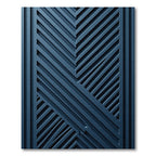 Midnight Blue Chevron Geometric Art Rug