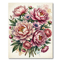 Blushing Pink Peony Floral Bouquet Rug