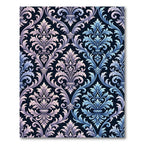 Elegant Blue Pink Damask Flourish Rug