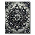 Monochromatic Vintage Floral Medallion Rug