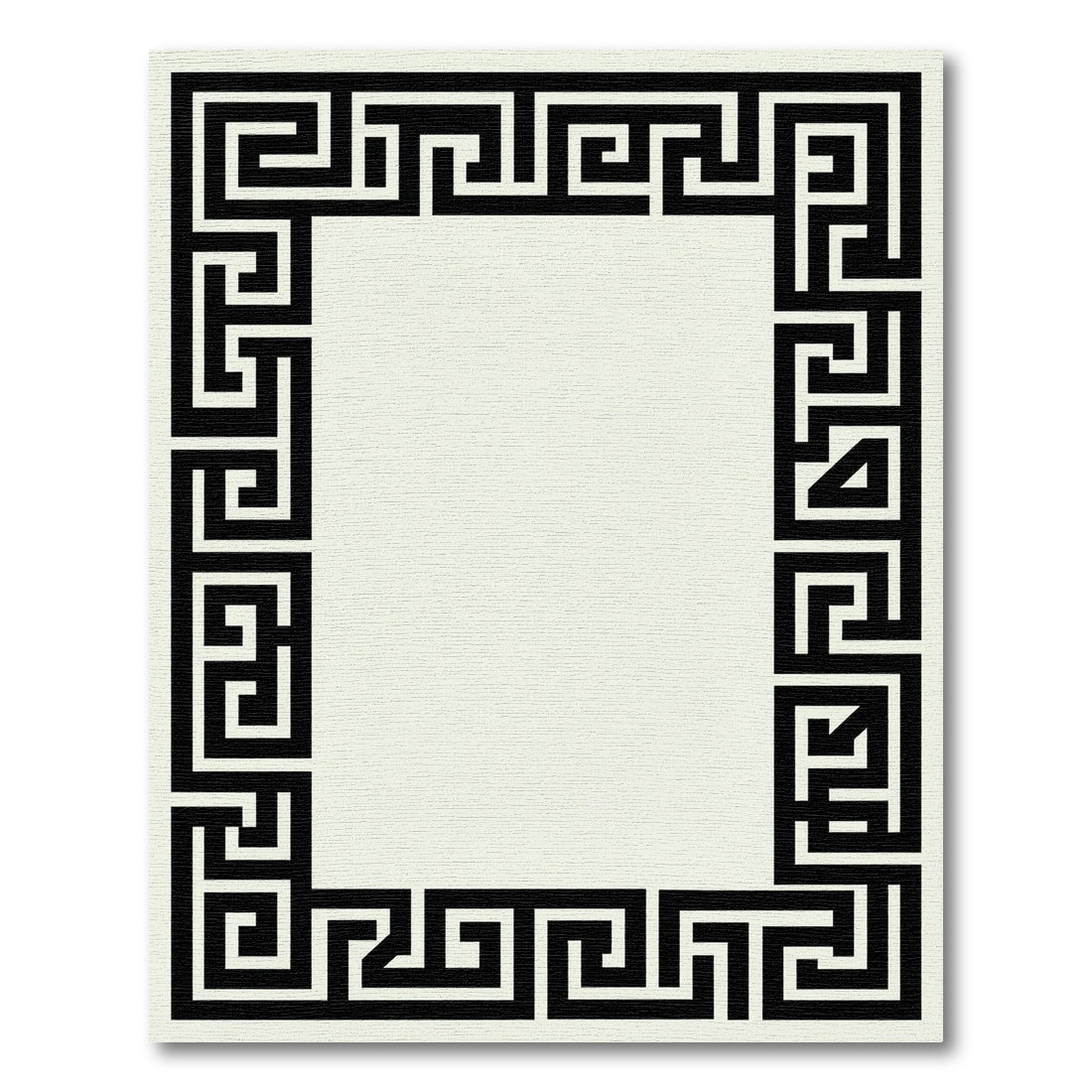 Black Geometric Maze Border Rug