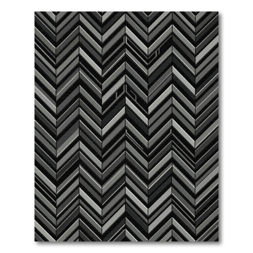 Modern Charcoal Monochrome Chevron Geometric Rug