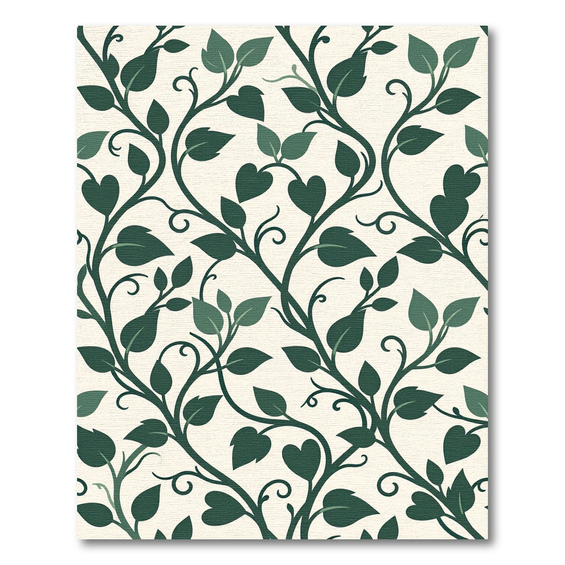 Elegant Dark Green Leafy Vine Wallpaper Rug