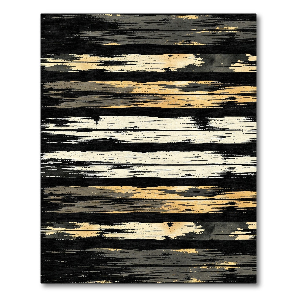 Rustic Gold Black Stripe Texture Rug