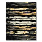 Rustic Gold Black Stripe Texture Rug