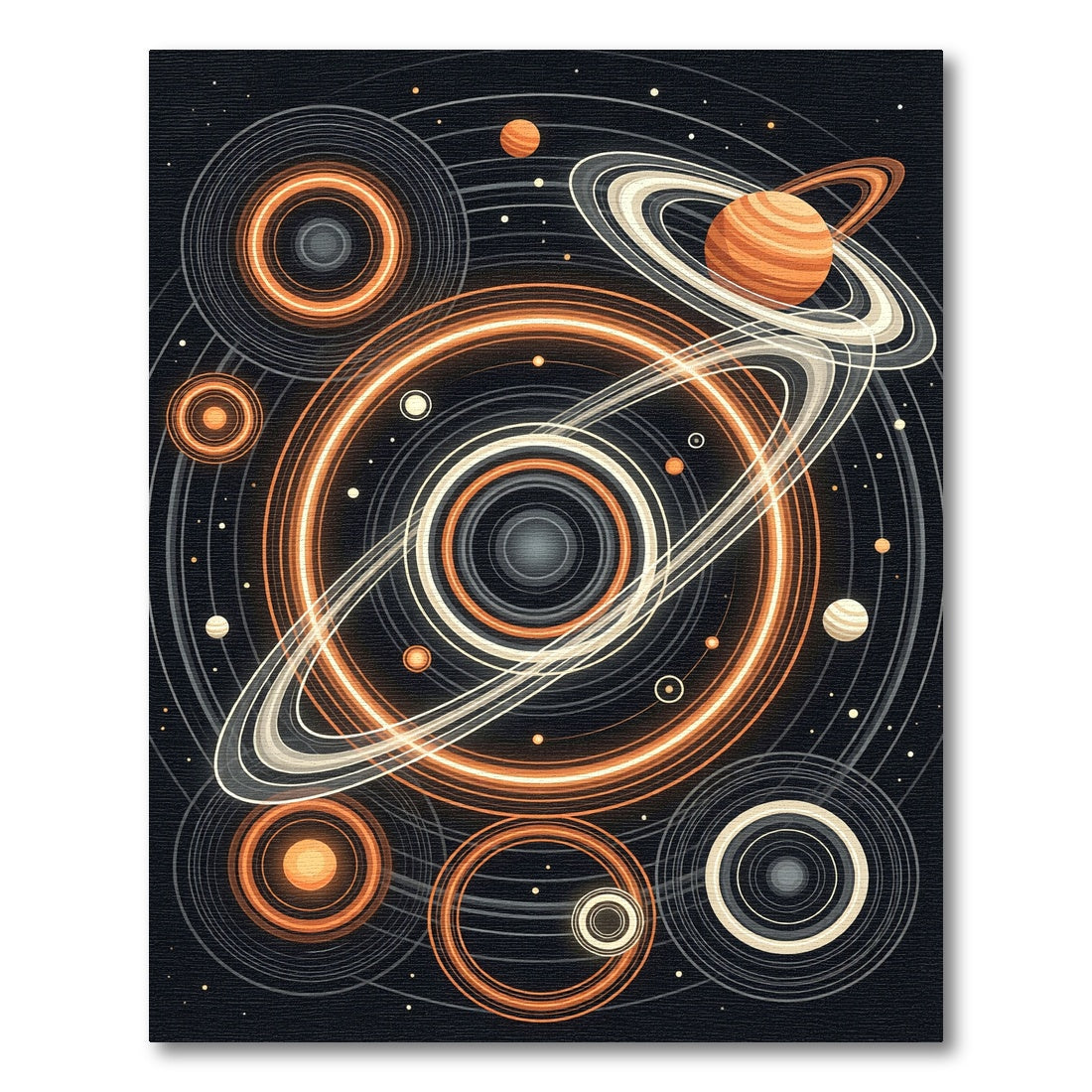 Celestial Golden Rings Cosmic Orbit Rug