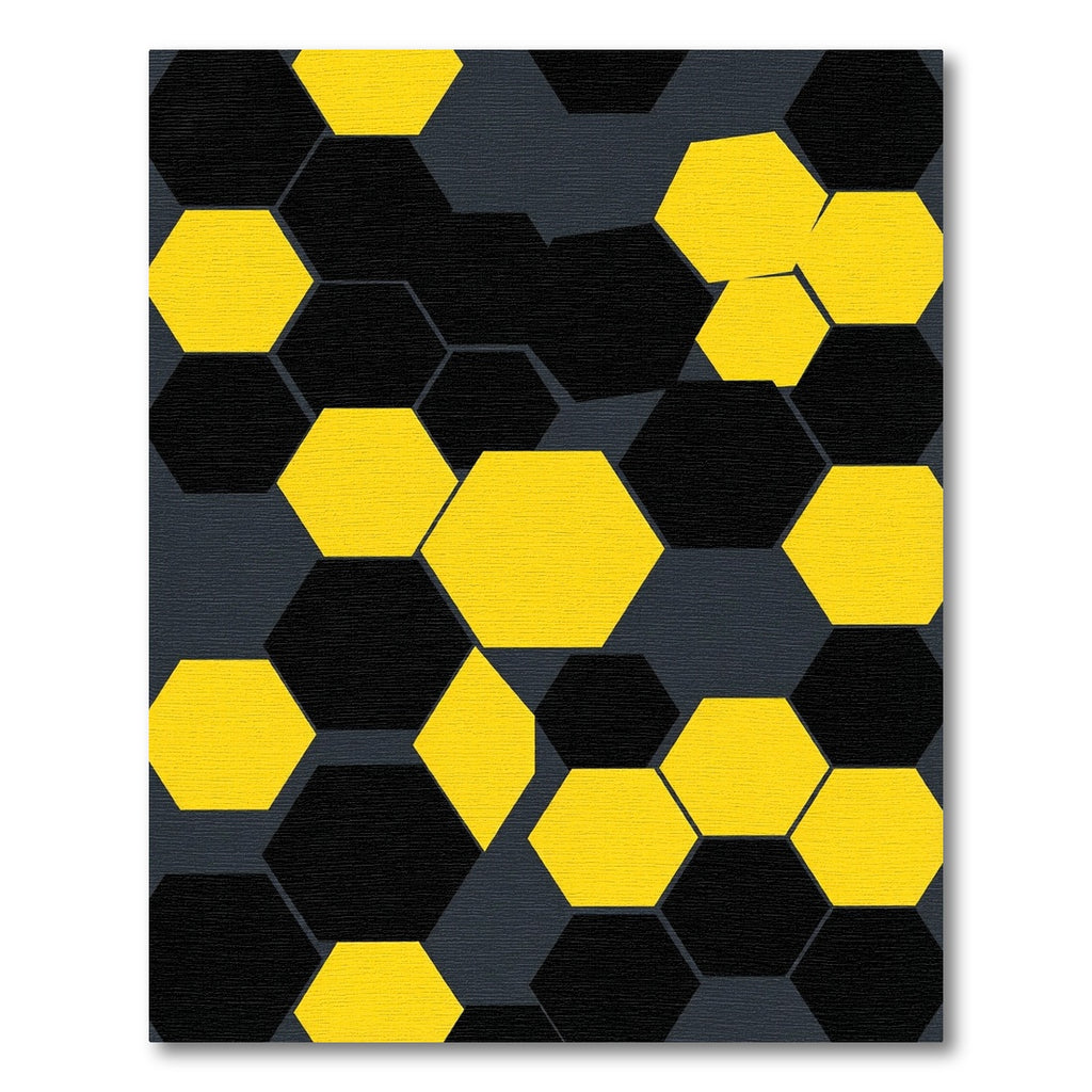 Bold Yellow and Black Geometric Hexagons Rug