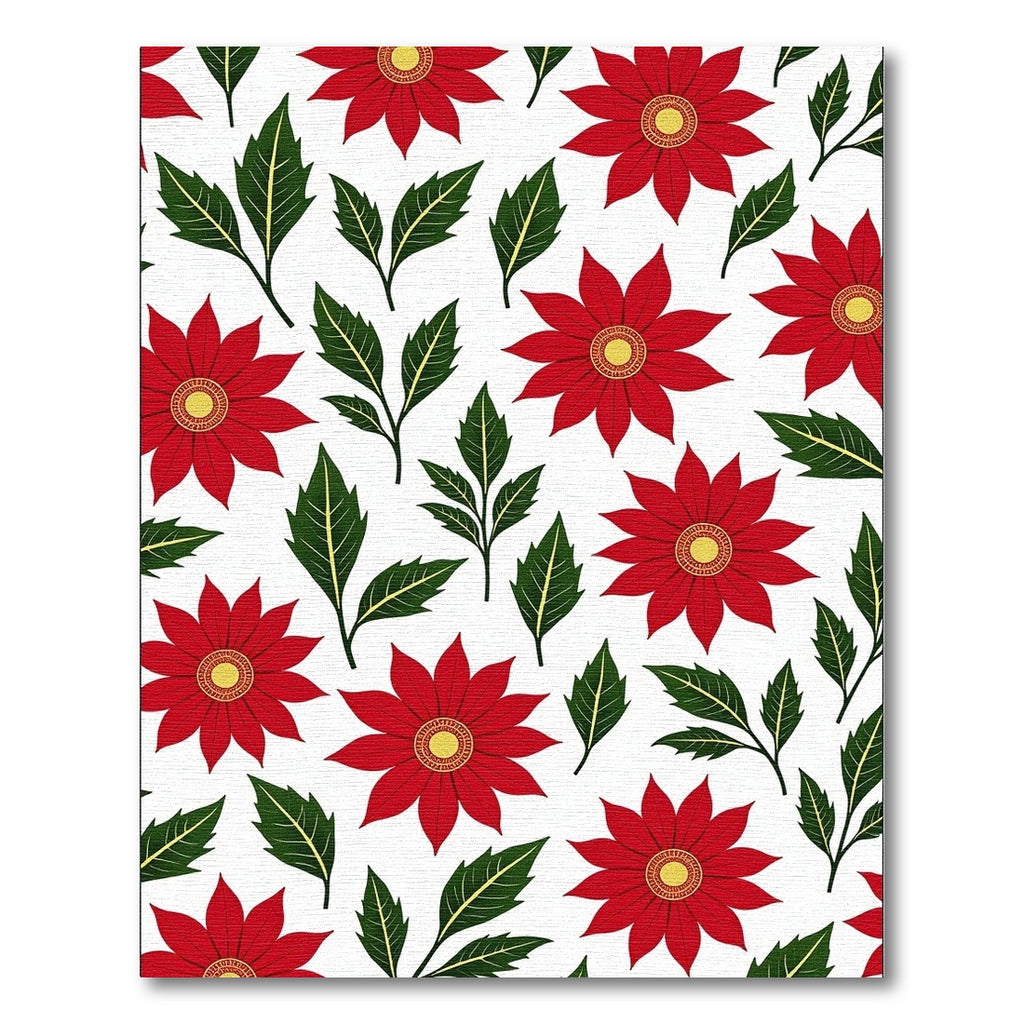 Vibrant Red Floral Leaf Medallion Rug